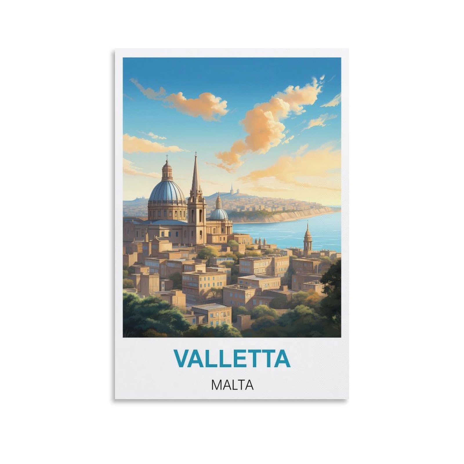 Vintage Metal Tin Wall Sign Valletta Malta,Garden & Kitchen Poster, Inspirational Sign Home Wall Art Decor for Home Kitchen Bar Club Decoration 30x30cm