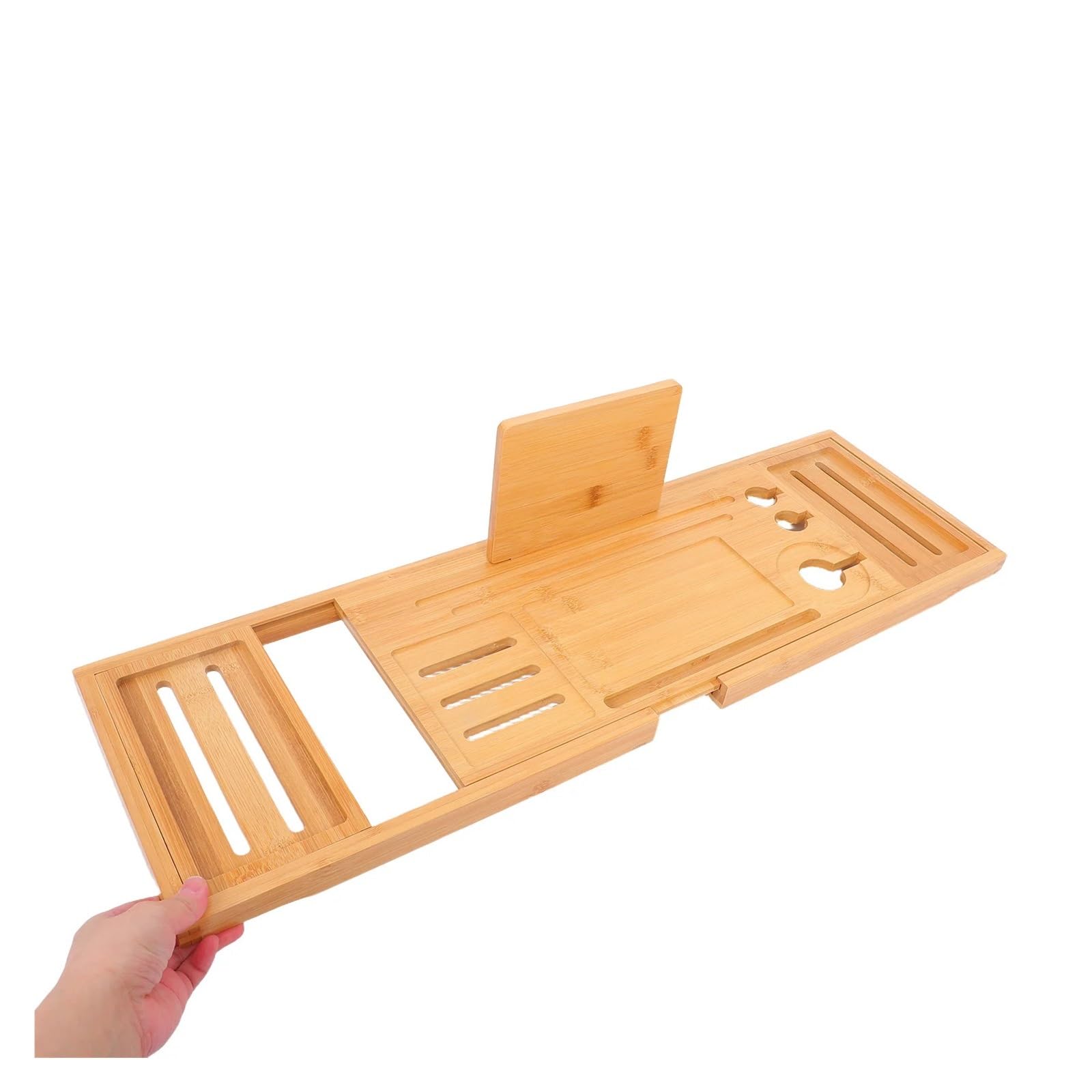 Vassoio espandibile in bambù per vasca da bagno, antiscivolo, 1 ripiano accessorio per spa per bagno e casa, perfetto per relax e tempo libero