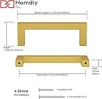 Vista 23 de homdiy 25 Pack 6-1/4 Inch Gold Handles for Cabinets Kitchen Cabinet Handles Brushed Brass Cabinet Pulls Gold Hardware for Cabinets Stainless Steel