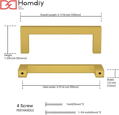 Miniatura 23 de homdiy 30 Pack 7-9/16 Inch Gold Handles for Cabinets Kitchen Cabinet Handles Brushed Brass Cabinet Pulls Gold Hardware for Cabinets Stainless Steel