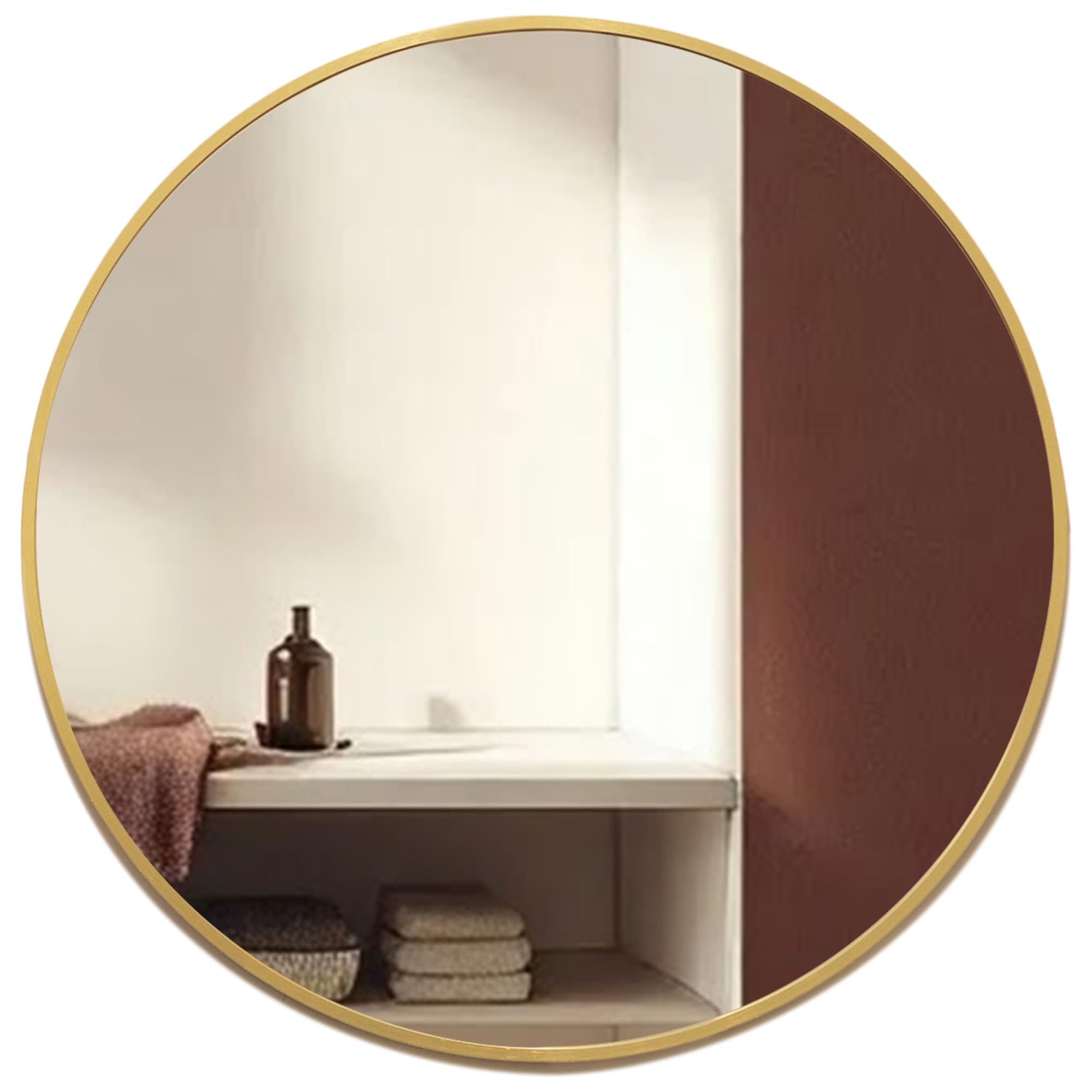 Neue Design Mood® Premium Round Bathroom Mirror Gold Framed Wall Mounted, Circle Frame Modern & Stylish (40cm x 40cm) — image 1