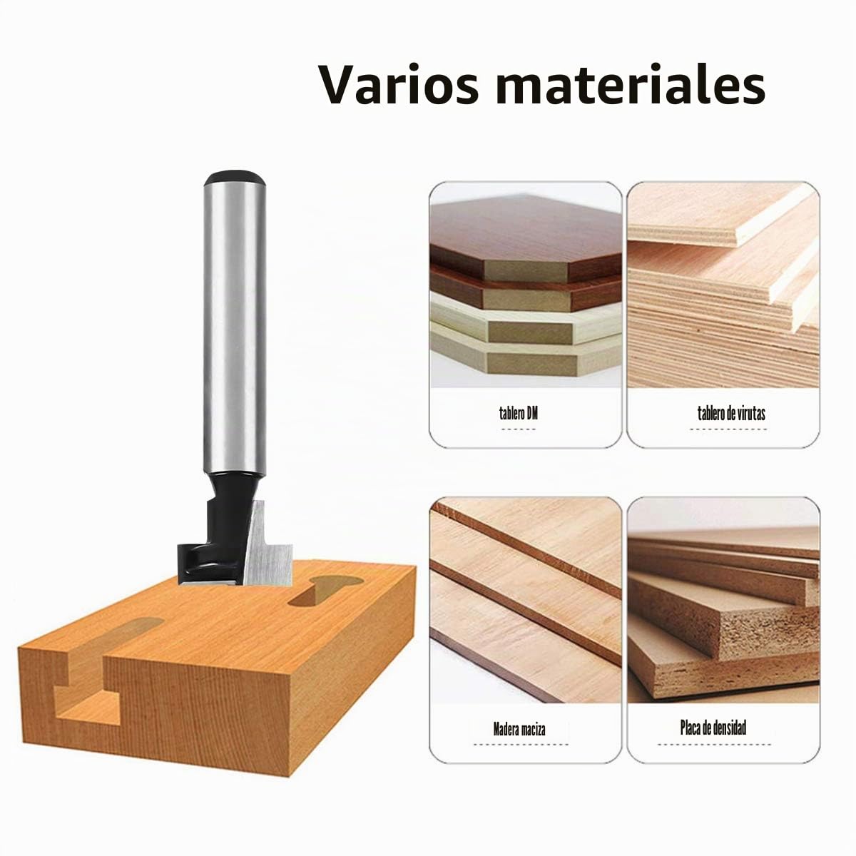 Flintronic 3 PCS Fresa Madera Broca Fresadora Ranura en T 8mm 3/8" 1/2" 5/16" Bit Carpintería Router Conjunto de fresado para Esquinas y Ranuras