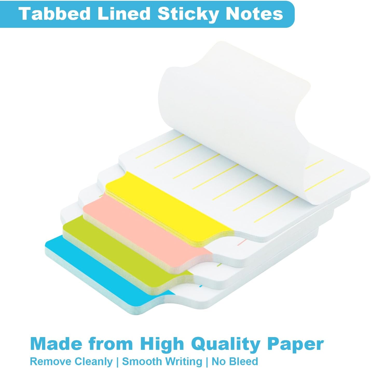Divider Sticky Notes Tabs 2 2/3 x 2 7/8 Inches,White,Lined Sticky Notes with Lines for Notebooks,Books,Office,School Supplies,15 Sheets/Divider,4 Dividers/Pad,120 Sheets Total,4A 40609x2 image 3
