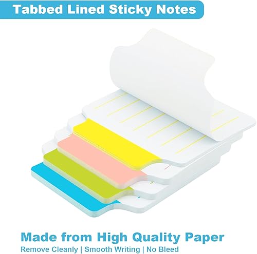 Miniatura 3 de AAAA 4A 2 blocs divisores de notas adhesivas pestañas de 2 23 x 2 78 pulgadas, blanco, notas adhesivas forradas con líneas para cuadernos, libros,