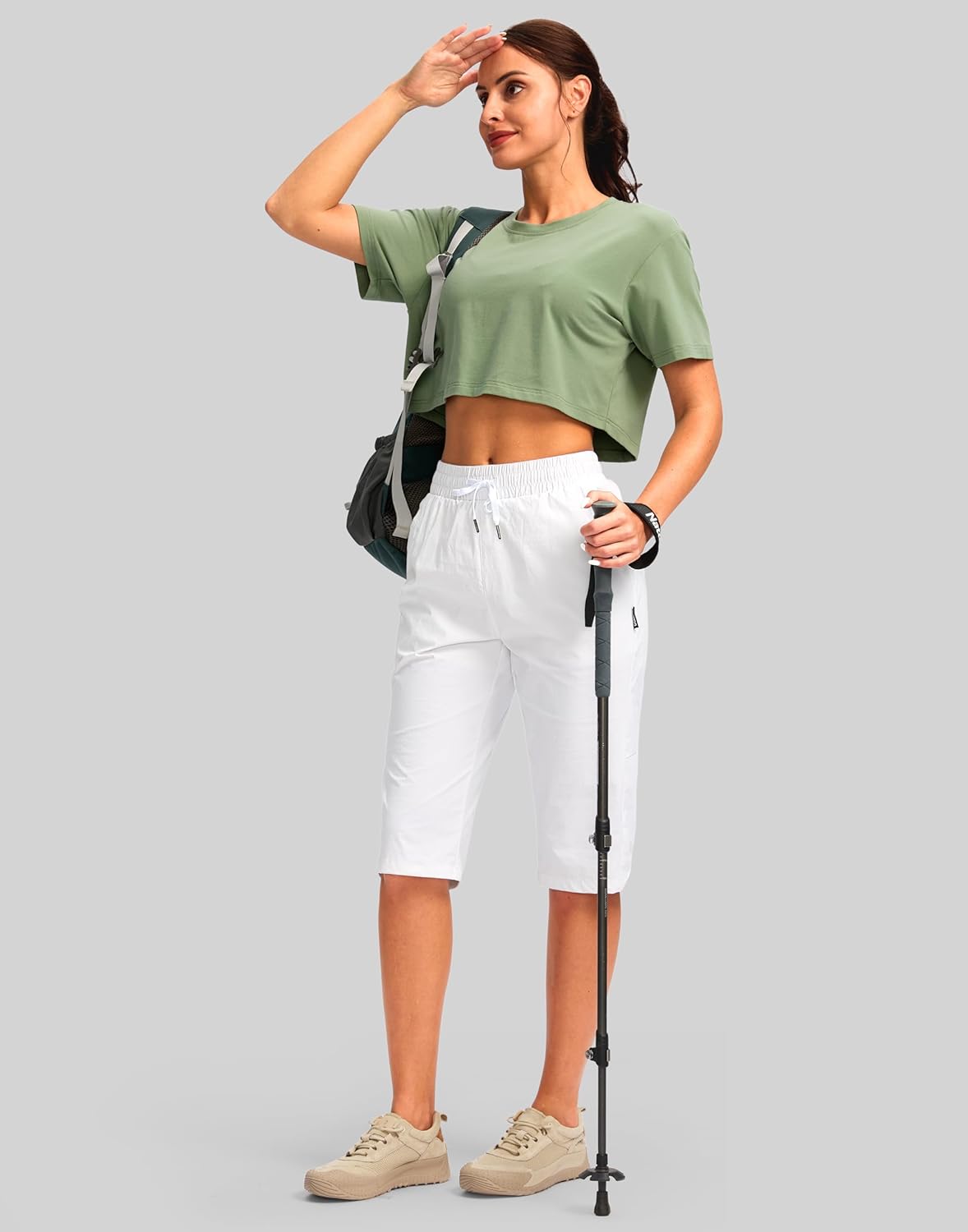 G Gradual Women's 15'' Long Shorts Below The Knee Hiking Cargo Capris Stretch Quick Dry Bermuda Shorts for Women with Pockets - Image 6