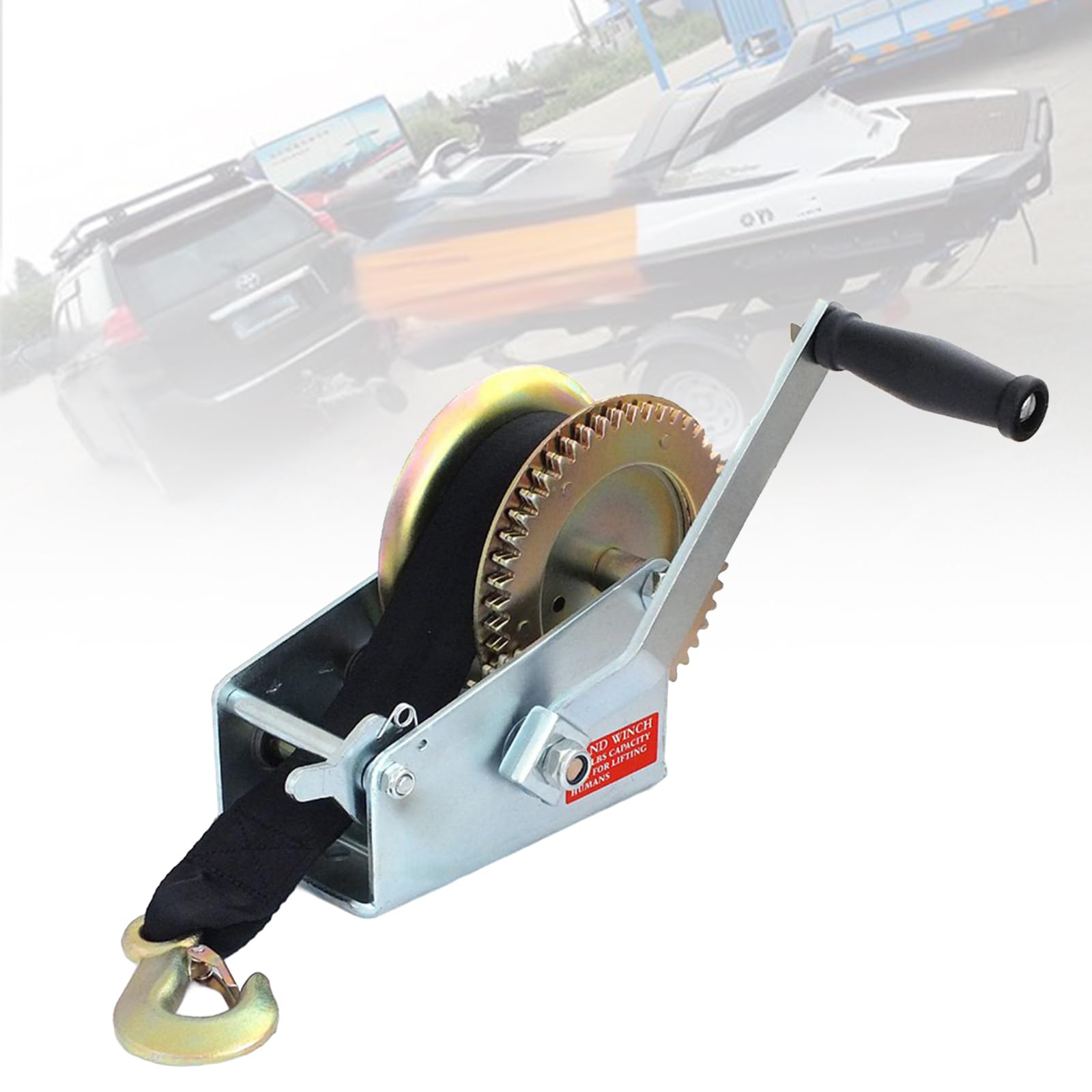 Verricello manuale a mano, capacità di carico 227-1587 kg, per trainare barche, rimorchi e camion, in acciaio resistente, 8 m, colore: nero