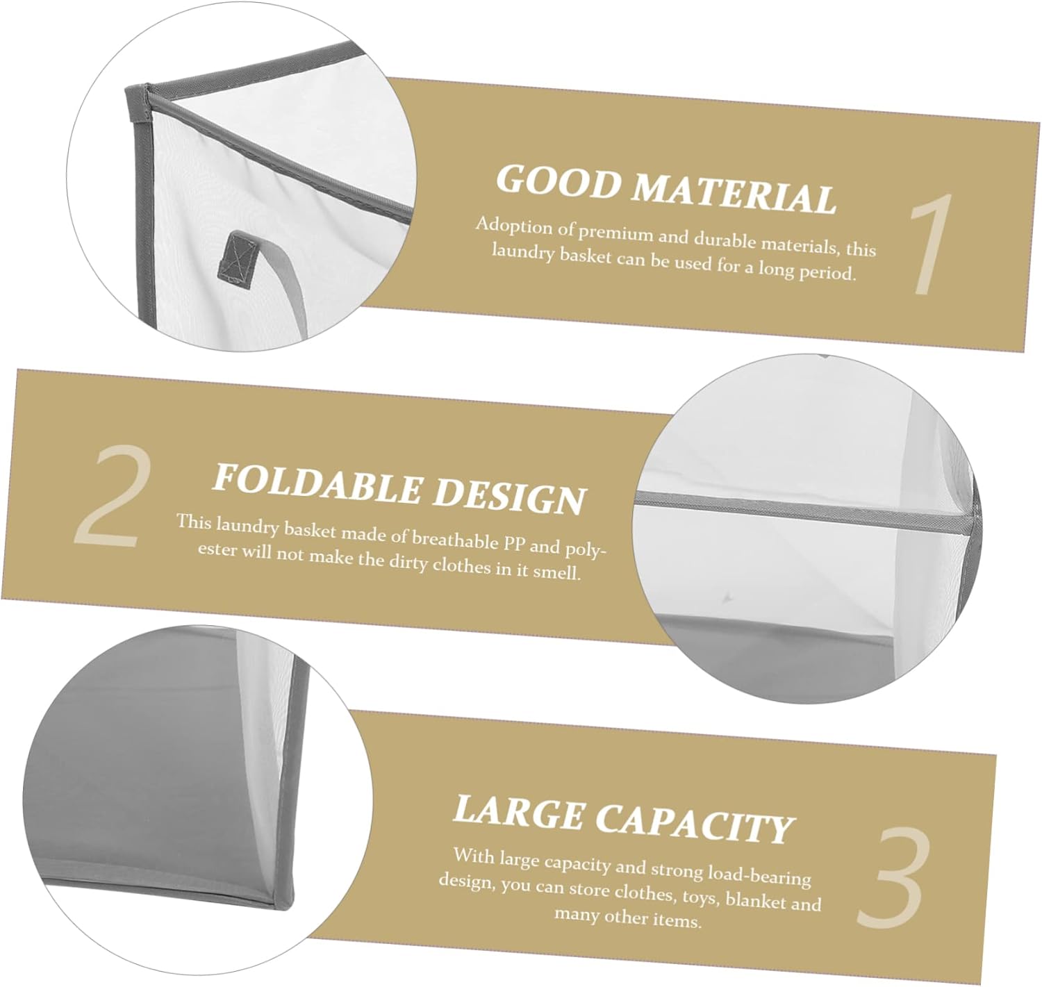 Collapsible Laundry Hamper Basket with Handles PP Mesh Clothes Storage Organizer for Bedroom and Balcony Gray Double Foldable Basket for Dirty Clothes