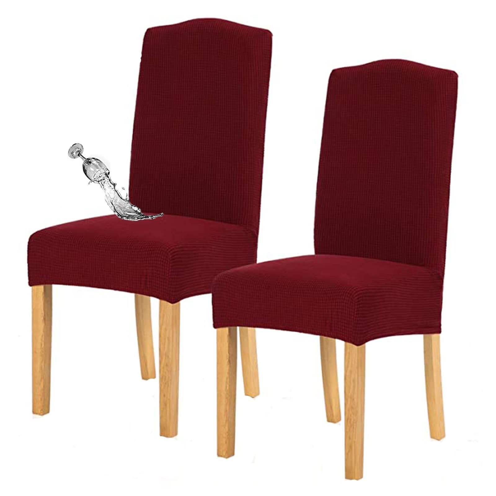 NMVAWIPT Waterproof Dining Chair Covers With Elastic Hem, Stretch Removable Washable Seats Slipcovers(30#,2pcs)