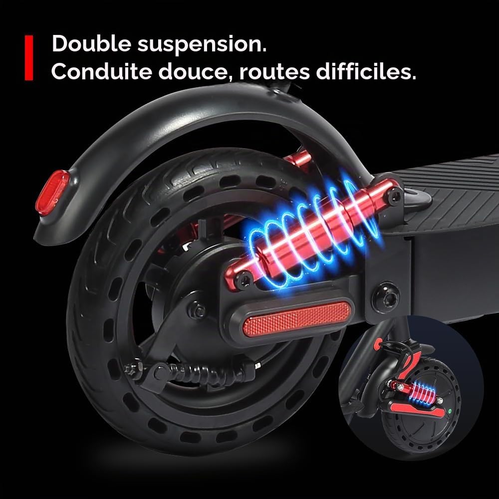 HX D06 Trottinette électrique Adulte Pliable avec Double Suspension,Scooter électrique Moteur 500W,36V 16 Ah,40-50km Longue Distance,25km/h,3 Vitesses,Double Frein,8.5" Pneumatici Solidi,APP