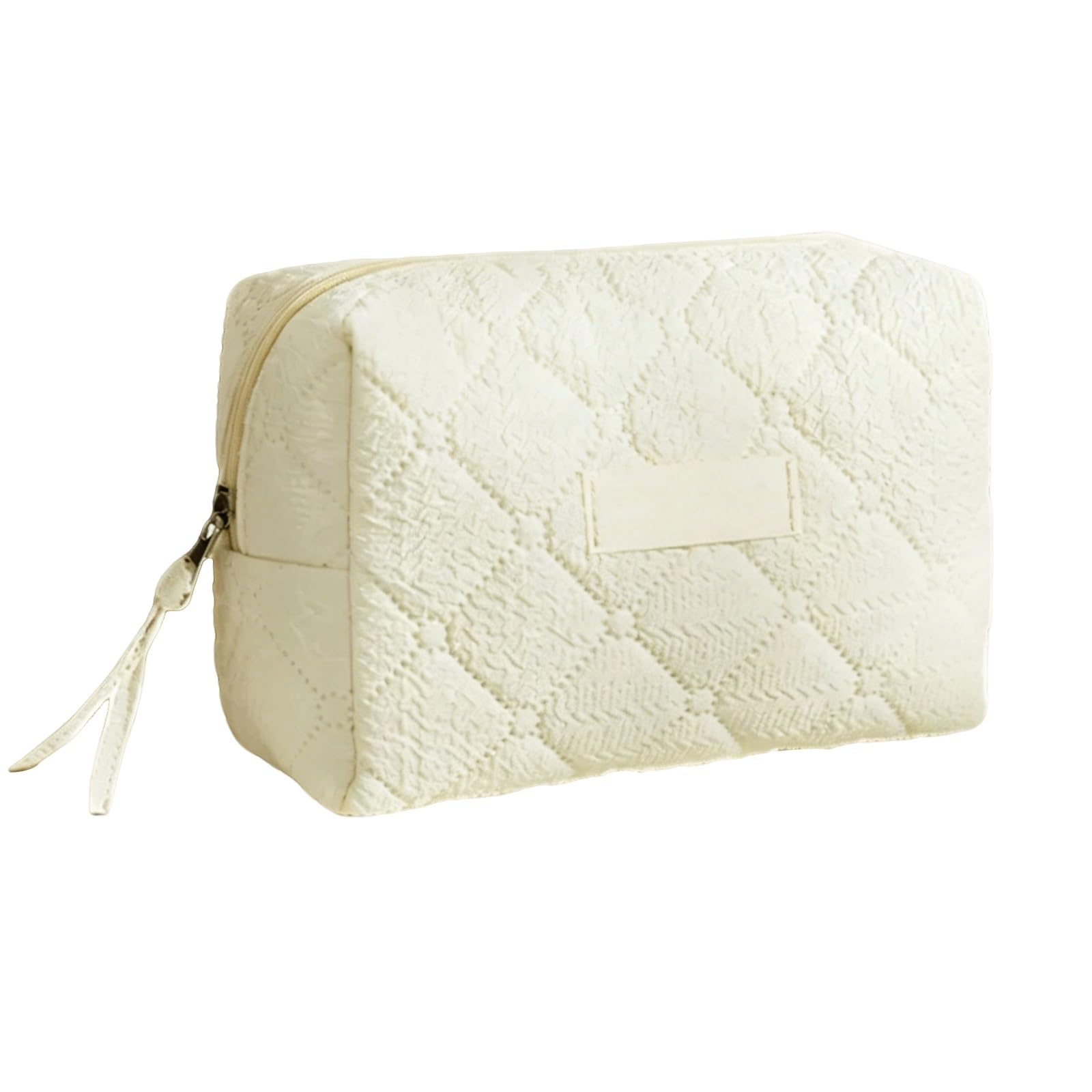 Grande Trousse Trucco a Larga Apertura, Organizer per Toiletries, Cosmetici, Facile da Pulire, Tessuto Morbido e Soffice, per la Cura Della Pelle e Gli Articoli Essenziali(White)