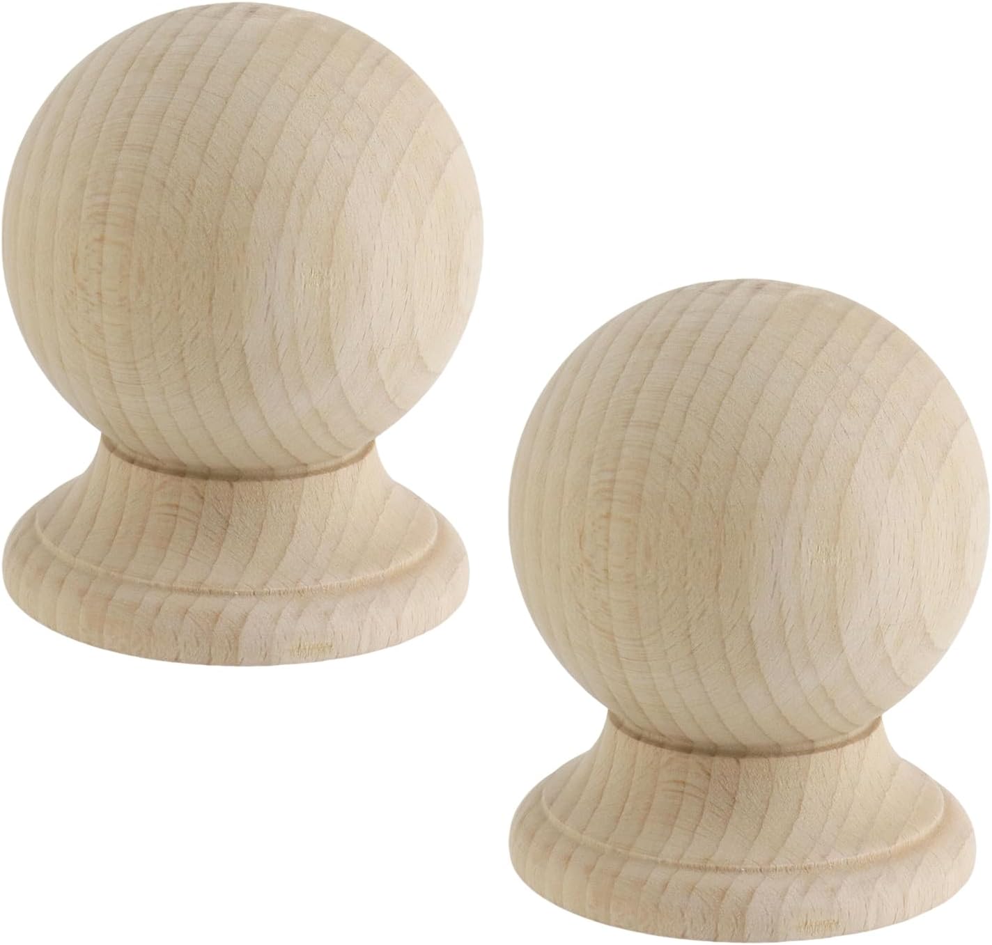 T Tulead 2PCS Wooden Finials Decorative Curtain Rod Finial 3"×3.94" Unfinished Spindle Baluster for Cabinet Bed Post Dresser