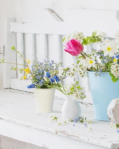 Vista 5 de Paquete de 12 macetas con barandilla para plantas al aire libre, macetas pequeñas colgantes de balcón de 4 pulgadas con ganchos desmontables