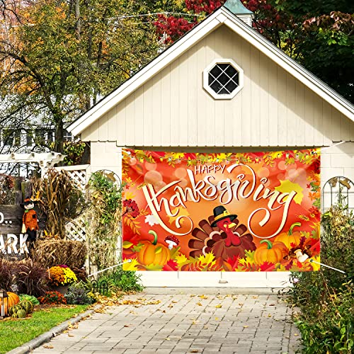 Image of Large Thanksgiving Banner Decorations Outdoor 72x44 Inch,Turkey Maple Leaf Pumpkin Decorations Gifts for Indoor Home House Decor Party Supplies,Yard Sign Background for Photography