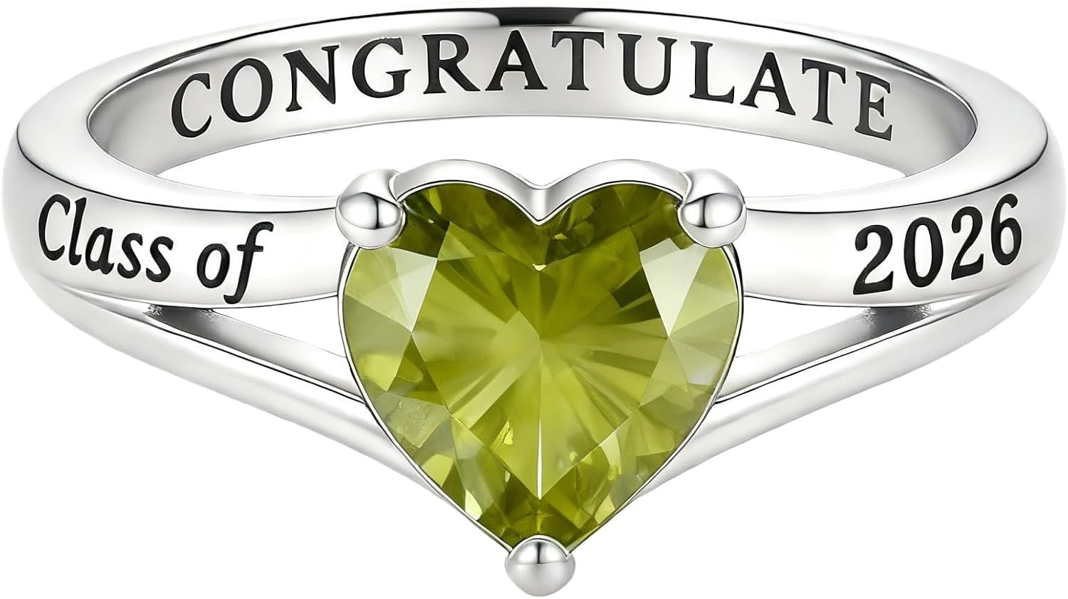 Class Ring for Women High School, 925 Sterling Silver College Graduation Rings, Personalized Women's Heart Birthstone Rings, Senior Class of 2026 Ring Graduation Jewelry Gift Customizable