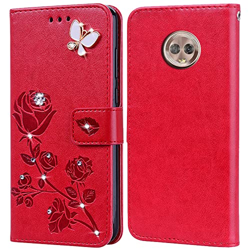 Funda para Motorola Moto G6, Carcasa Libro Tapa de Cuero Piel Wallet Case Flip Cover Motorola Moto G6，con Kickstand,Tarjetas Ranura Magnética Cartera