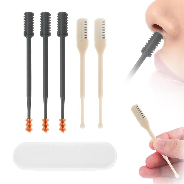 5pcs 2 in 1 Nose Trimmer Double-Sided Single-Sided Nose Razor 360 Degrees Rotating Nasal Hair Cutter Nostril Tool