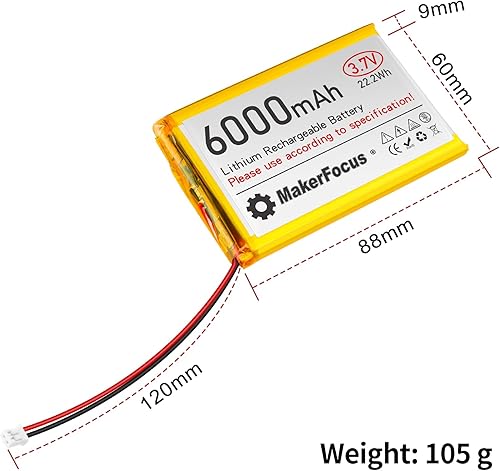 Miniatura 8 de 1 batería recargable de polímero de litio de 3.7 V 6000 mAh con placa protectora integrada y enchufe PH2.0 compatible con WisBlock Meshtastic,