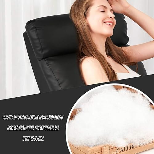 Miniatura 3 de FDW Silla reclinable para sala de estar, asiento de cine en casa, sofá reclinable individual con respaldo acolchado (negro) Negro