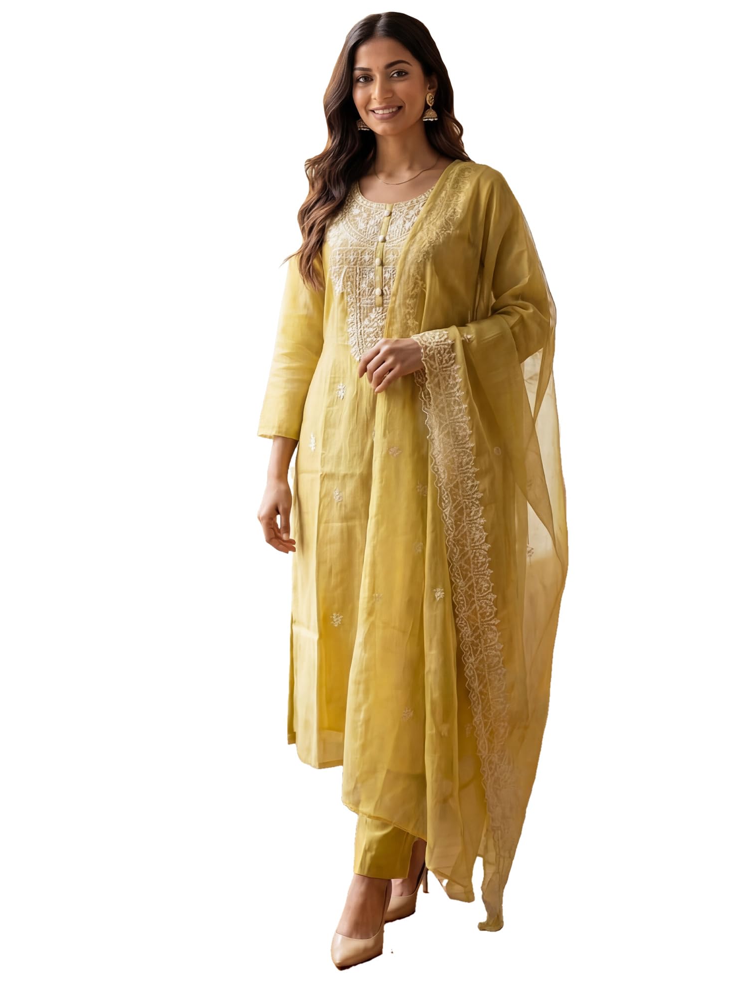 indo era Women's Silk Blend Ethnic Motifs Embroidered Straight Calf Length Kurta & Pant With Dupatta Set (IERAI11959)-picture-42