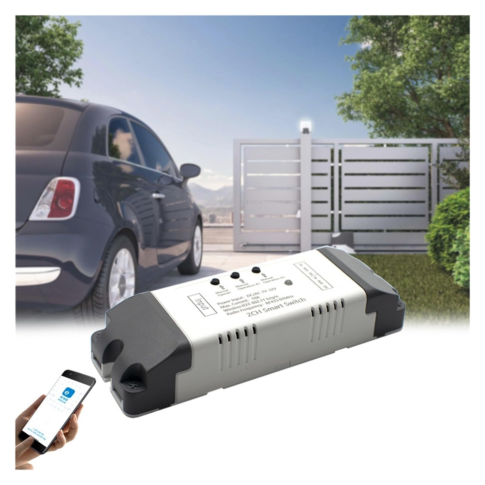 Interruttore Smart Opener APP telecomando for porta del garage cancello supporta Alexa Echo Google Home controllo EWelink + RF 433 MHz(AC85-250V and Remote)