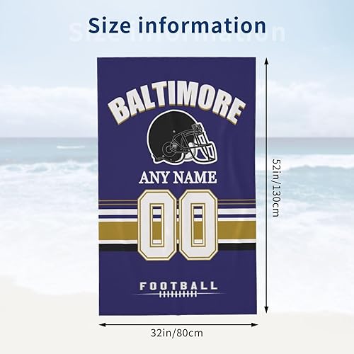 Miniatura 3 de Toallas de playa personalizadas Baltimore, toalla de playa personalizada con número de nombre, toalla de baño suave personalizada, manta de playa,