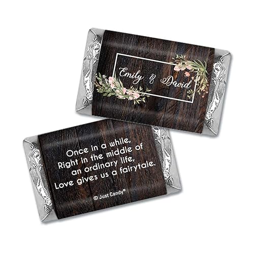 Miniatura 2 de 100 unidades de recuerdos de boda personalizados para invitados, envoltorios para caramelos en miniatura, dulces de boda rústicos (100 envoltorios)