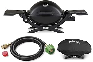 Weber Q1200 Liquid Propane Grill with Side Table, Stainless Steel