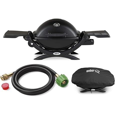 Weber Q1200 Liquid Propane Grill with Side Table, Stainless Steel