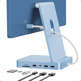USB C HUB for iMac 24 inch 2021, 7 in 1 USB Hub Adapter iMac Accessories with USB C 10Gbps 3*USB A SD/TF Card Reader, Docking Station Support Expand M.2 NVMe SSD (Not Included) (Blue)