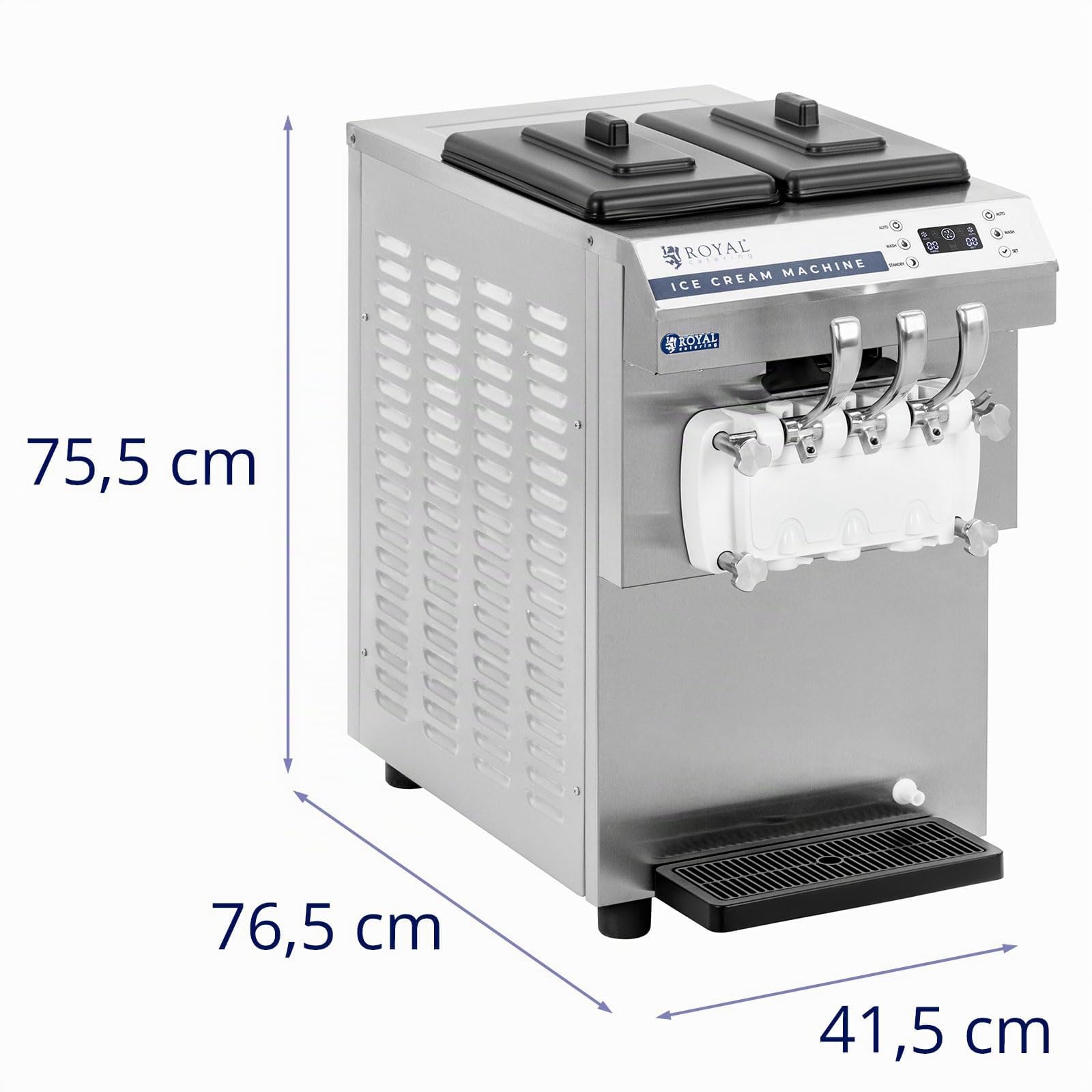 Royal Catering RCSI-18A Macchina per gelato soft 1350 W 16 l/h LED 3 gusti Macchina frozen yogurt Macchina per il gelato