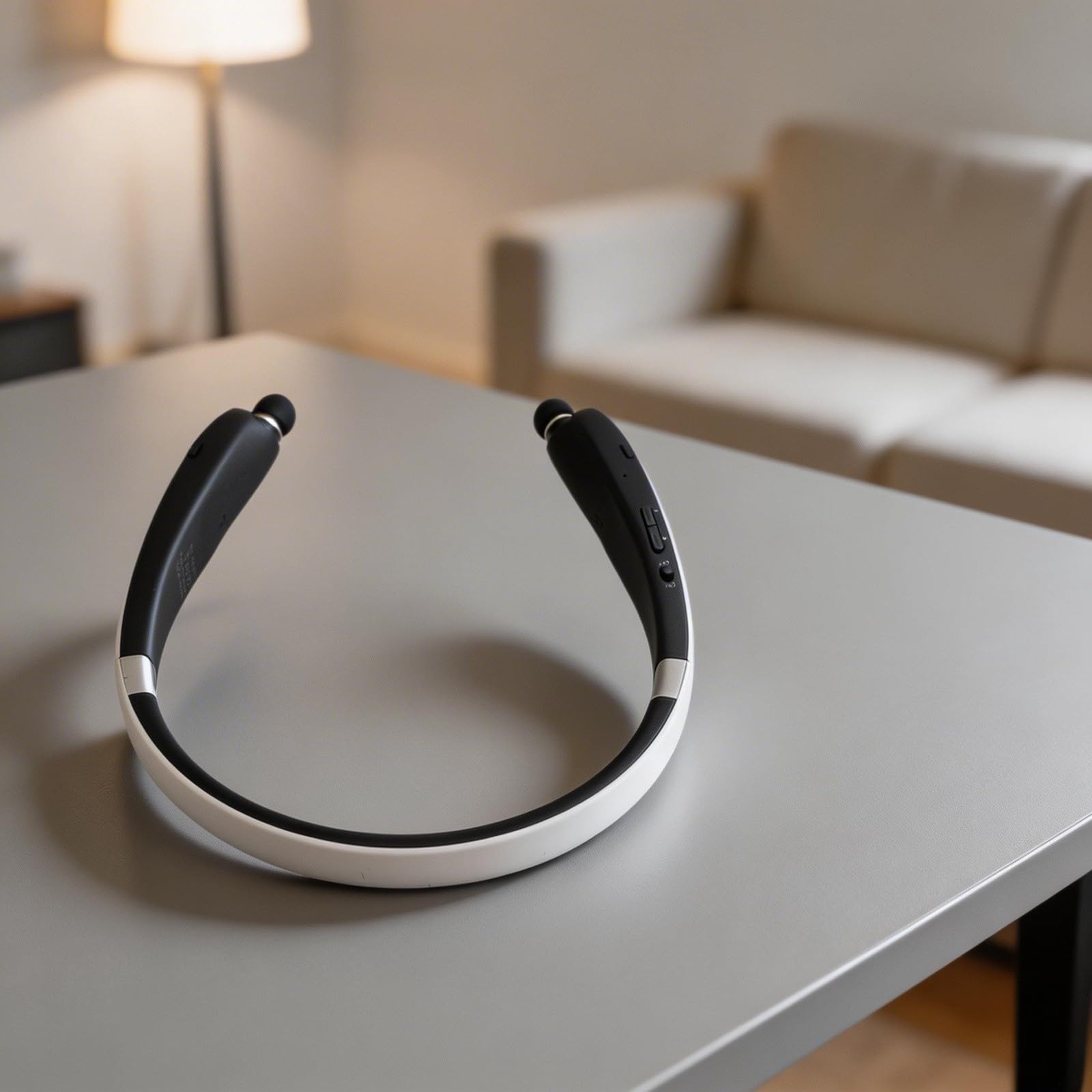 Cuffie Neckband con Cancellazione Rumore, Auricolari Sport Retrattili Pieghevoli, Design Leggero ABS per Corsa e, Nero(White)