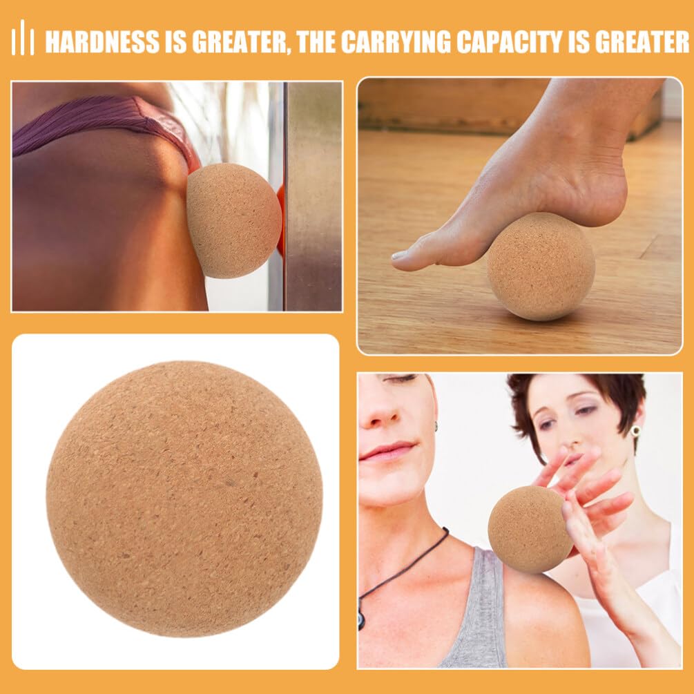 Pelota de Masaje de Corcho Marrón, 2 Piezas para Yoga | Uso en Ejercicio y Relajación, para Espalda, Cuello y Pies, Formato Compacto de Doble