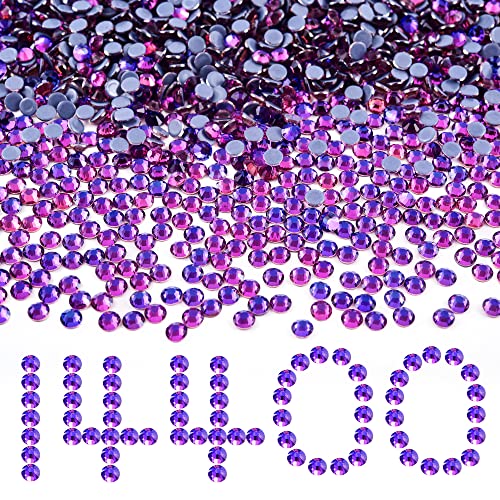 BLINGINBOX 14400pcs Hotfix Rhinestone gran cantidad cristal Strass para prendas de vestir (terciopelo púrpura, SS10) Cover
