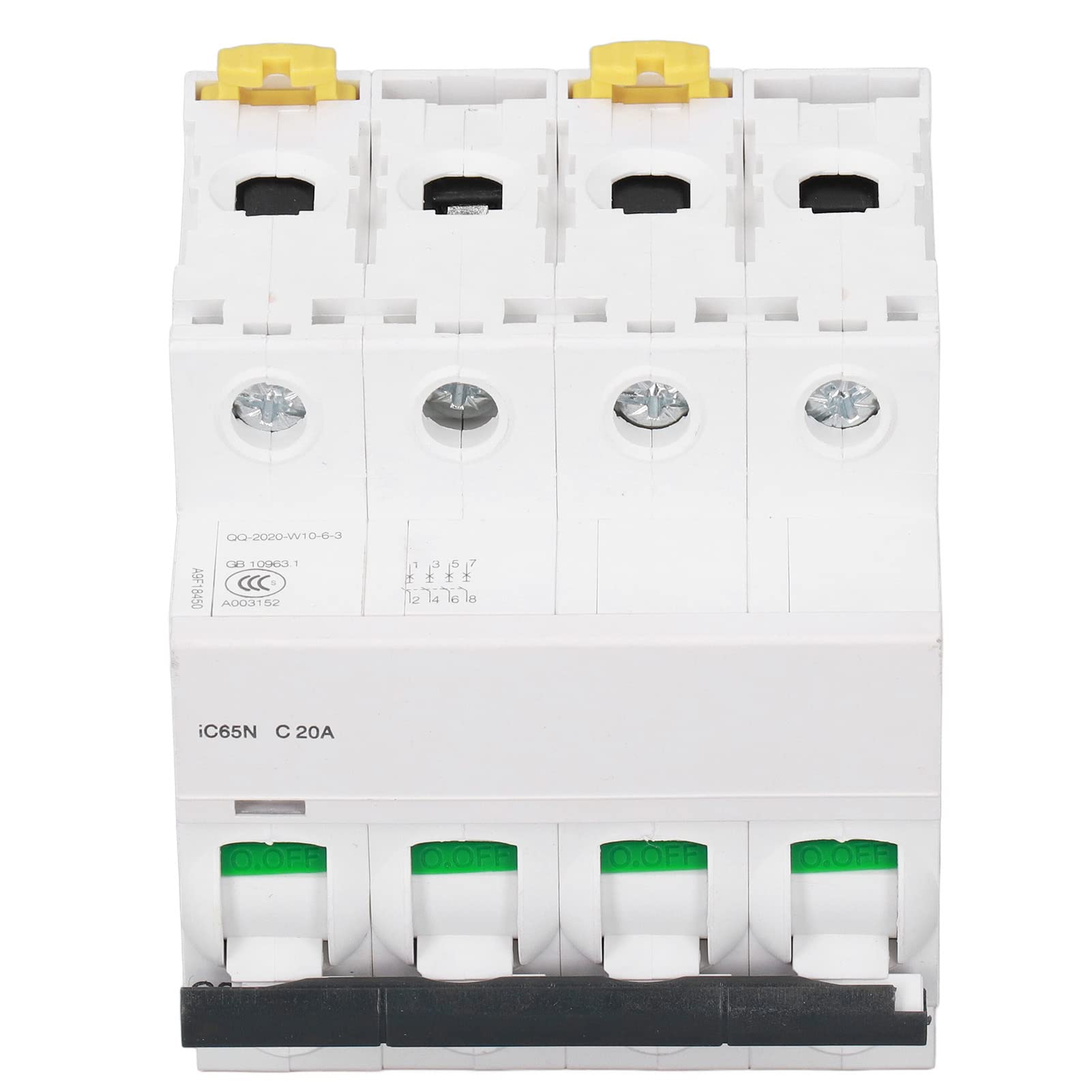 IEUMJNAT Low Voltage Circuit Breaker, Bistable Locking Clip 6000A Breaking Capacity Reliable Pa66 DIN Rail Mount Circuits Breakers for Electrical Systems