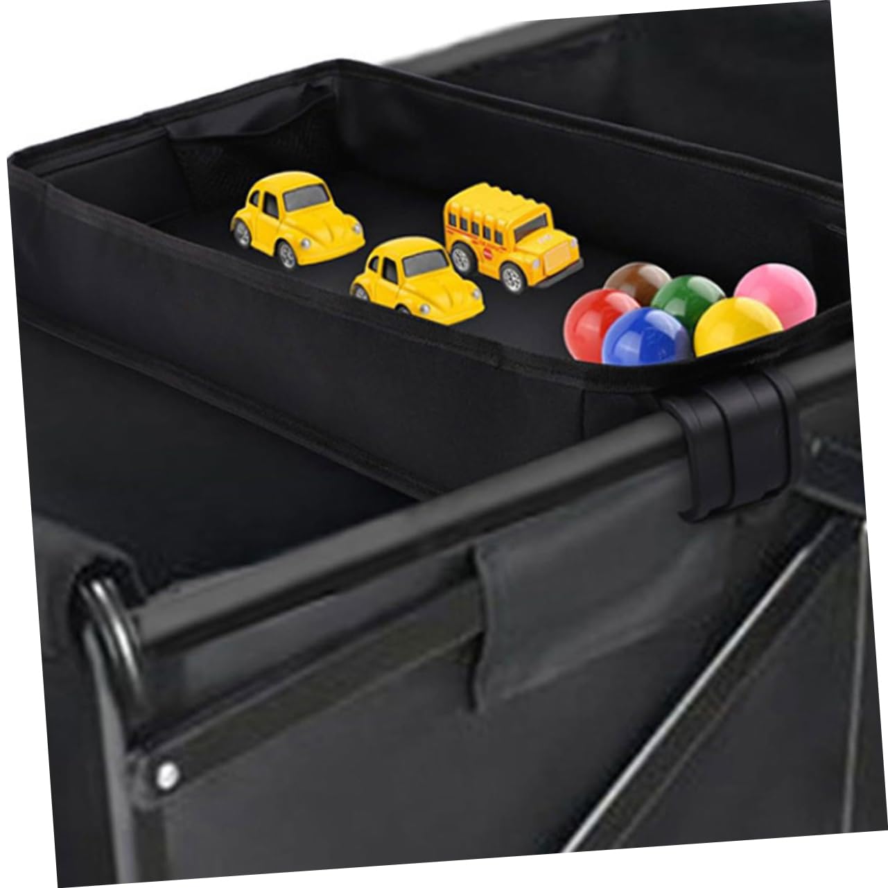 Kinderwagen Snacktablett aus Canvas, Stabil und Einfach Anzuklemmen | Unterwegs und Reisen, Fächer für Essen, Getränke und Kleinigkeiten, Kompakte Aufteilung mit Zubehörfach