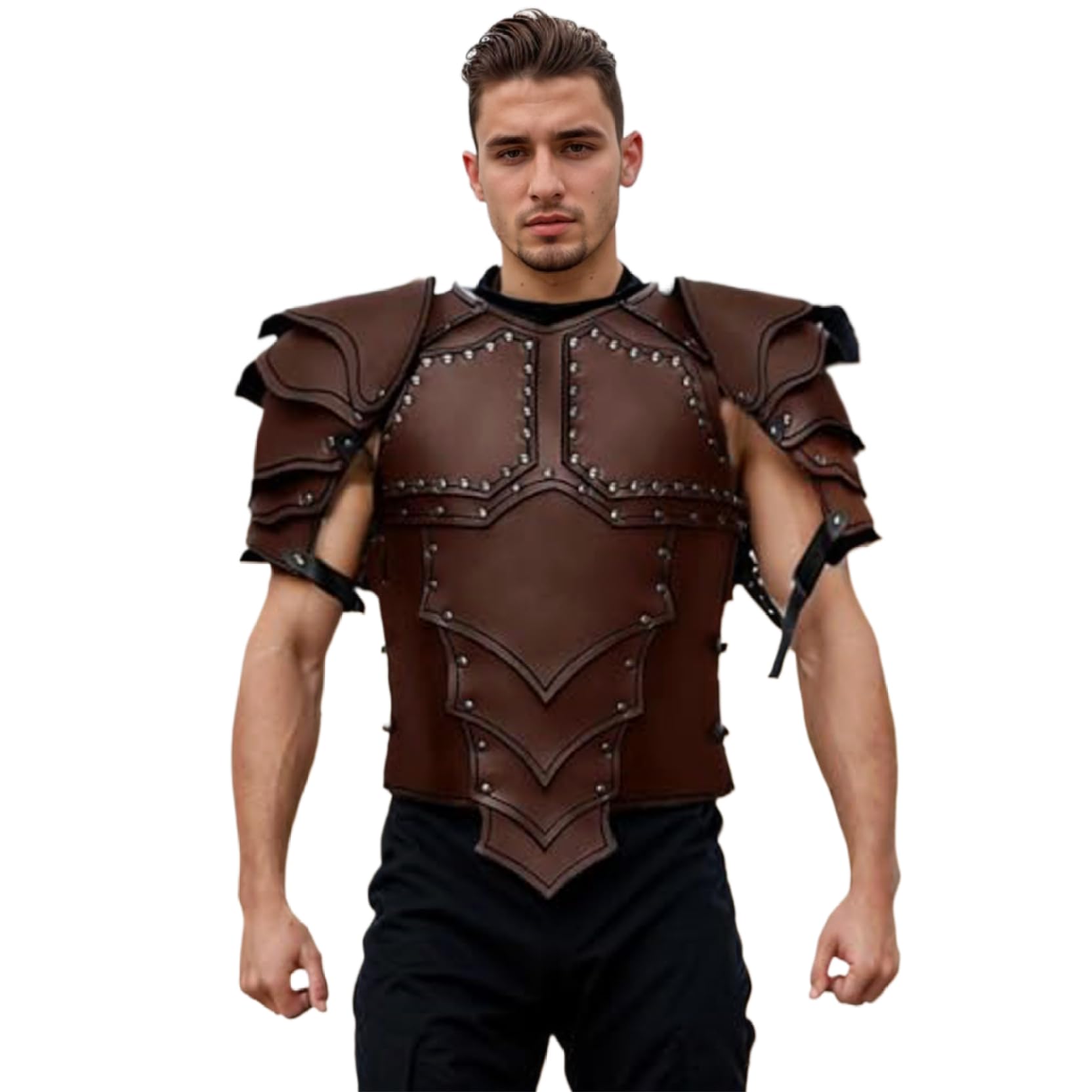 Armure de Coffre en Faux Cuir Médiéval, Armure de Gilet Réglable, Rétro Mercenaire Archer Chevalier, Accessoires pour Activités de Fête à Thème