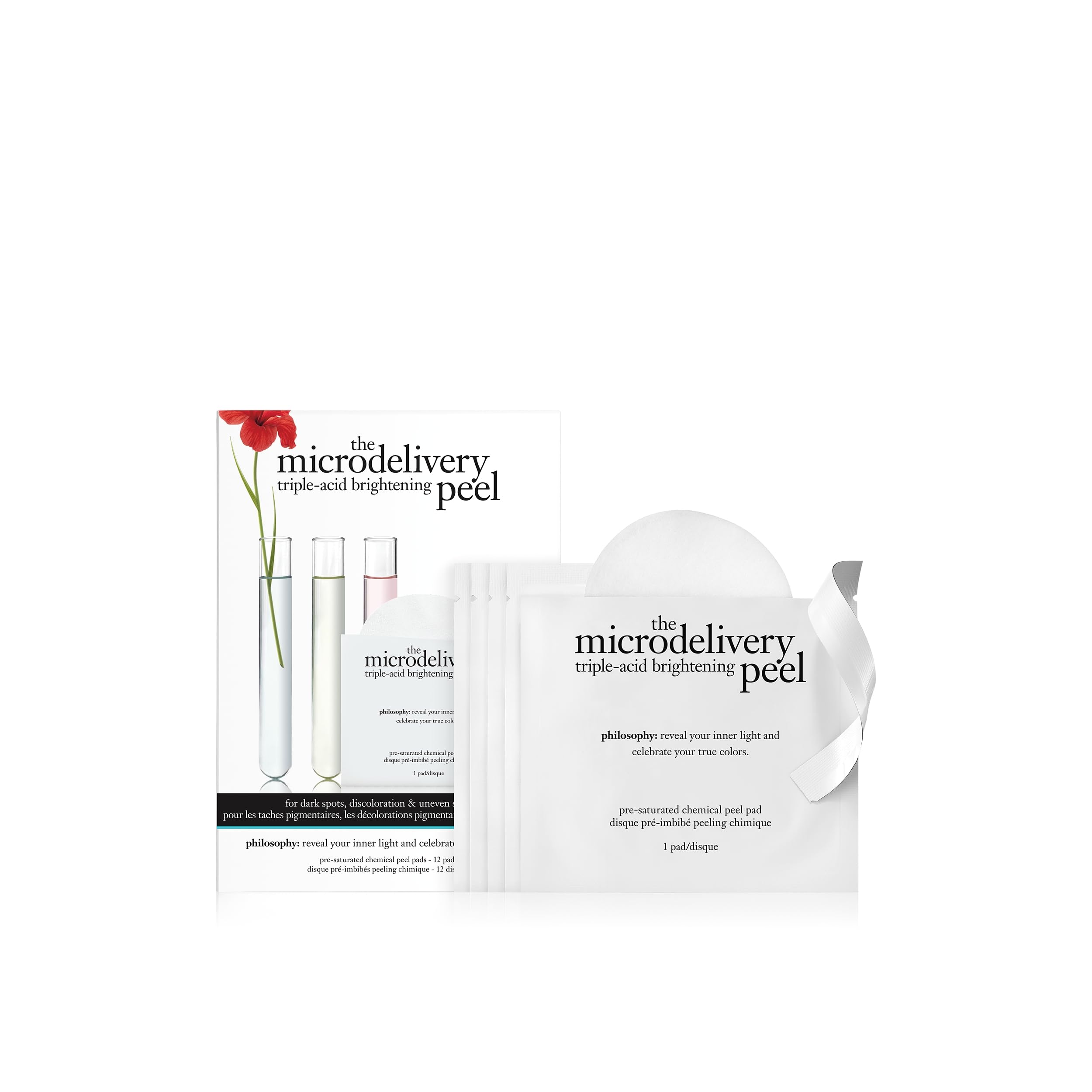 philosophy microdelivery triple-acid brightening peel pads with mandelic, glycolic & malic acid for discoloration, dark spots & uneven skin tone - 12 ct