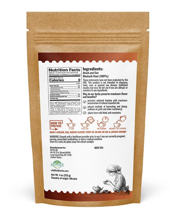 Image of 4 oz. Rhubarb Root Herbal Tea (Rheum Palmatum) - 113g Dried Rhubarb Root Herb Tea Raiz De Ruibarbo