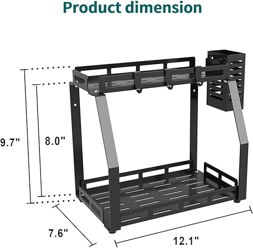 Miniatura 6 de junyuan Organizador de especias, organizador de especias de 2 niveles para encimera, organizador de condimentos de pie, organizadores de encimera de