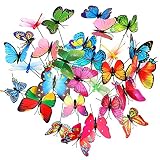 GWHOLE 28 Pcs Butterfly Stakes and Dragonfly Stakes Set, Garden Ornaments Waterproof Garden Decorati