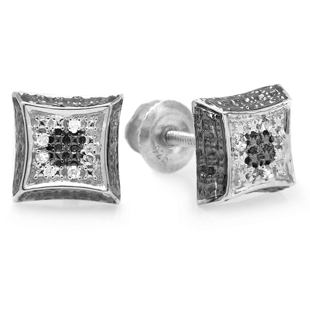 Dazzlingrock Collection 0.05 Carat (ctw) Round White Diamond Ice Cube Micro Pave Setting Stud Earrings, Sterling Silver