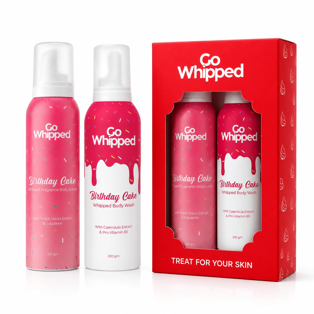 Birthday Cake Body Care Combo | Whipped Body Wash (200g) & Body Lotion (150g) | Aloe Vera, Squalene | Deep Hydration & Strawberry Scent | Pack of 2-image-40