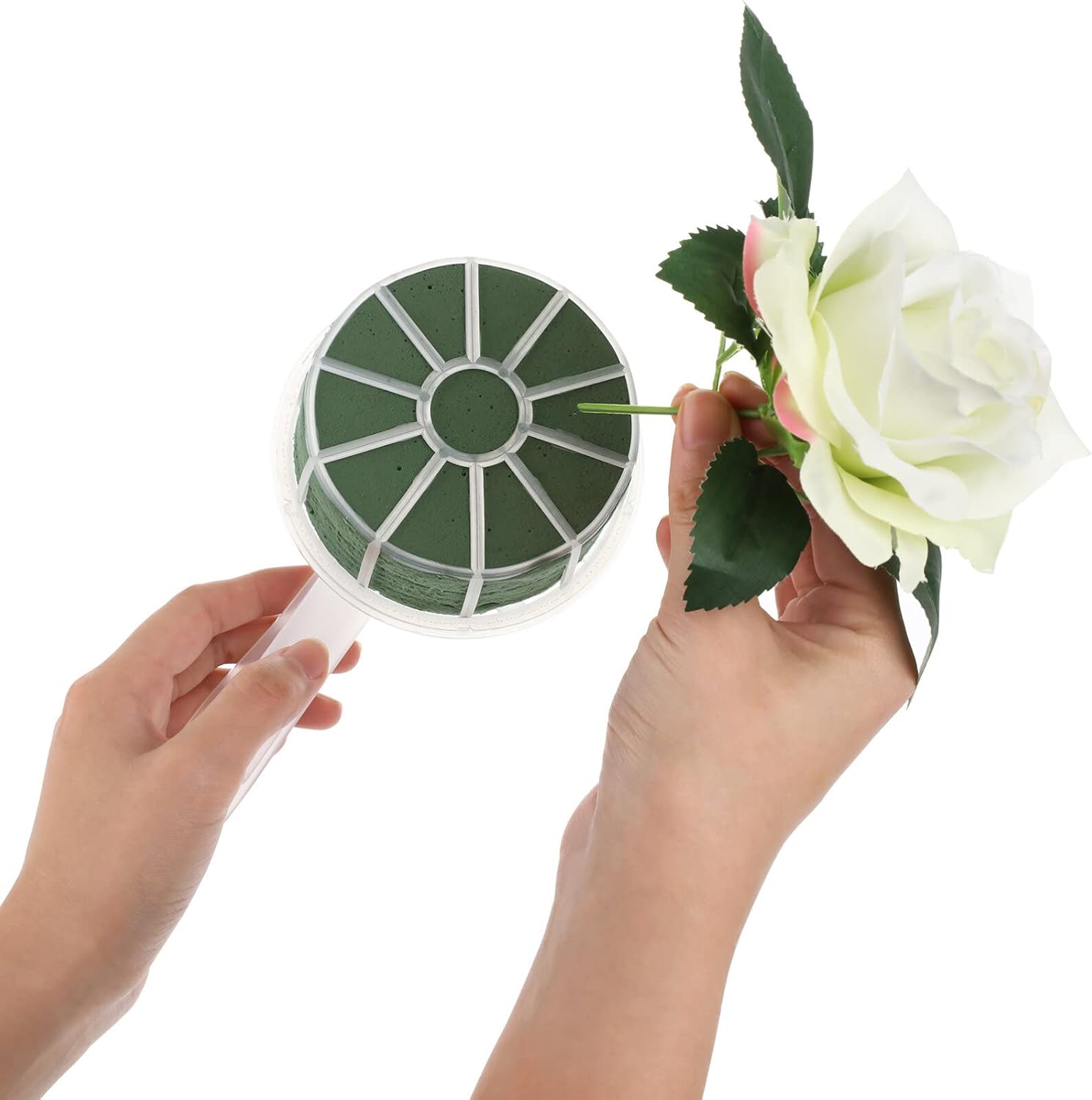 Yardwe 2Pcs Bridal Bouquet Holders, Foam Flower Bouquet Holder with Handle for DIY Wedding Floral Arrangements, Fresh and Artificial Flowers