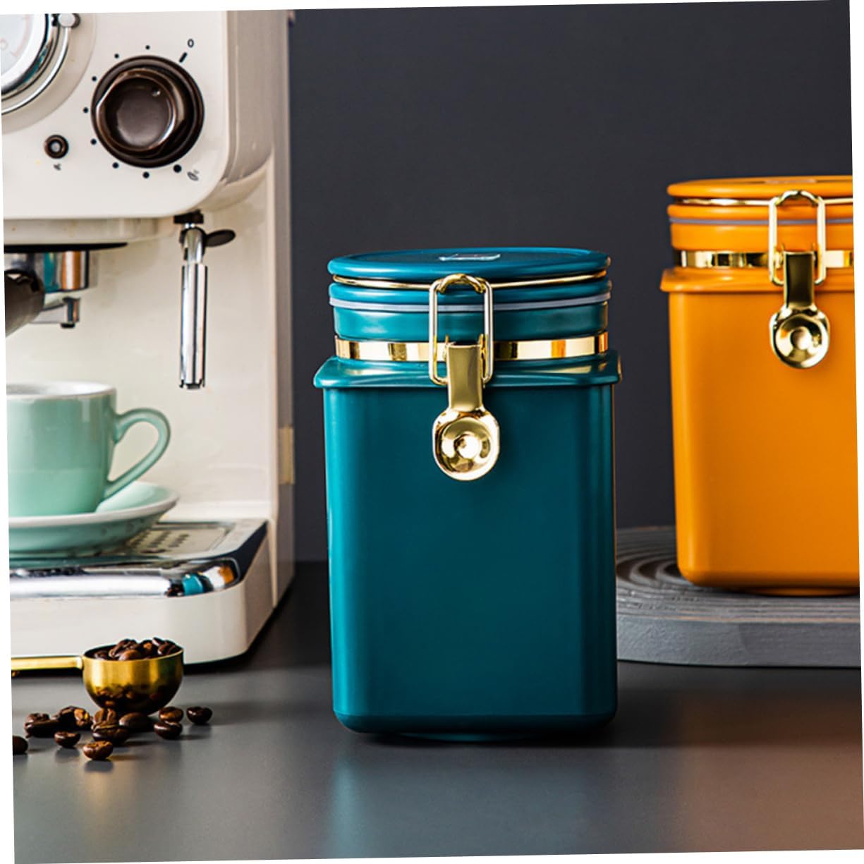 Airtight Coffee Bean Storage Canister Sealed Food Storage Container for Coffee Beans Grounds and Tea Design with Secure Lid for Freshness