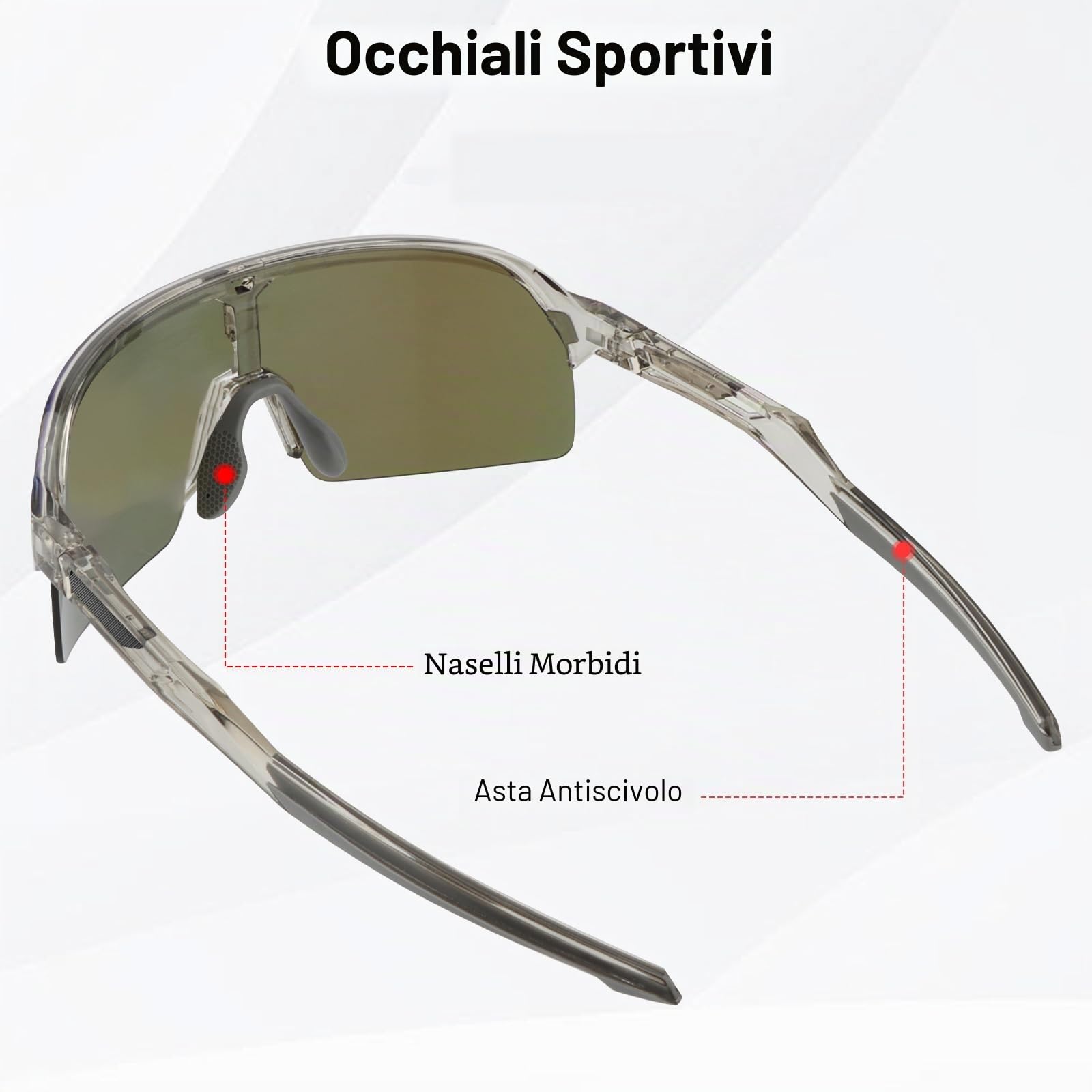 Occhiali da Ciclismo Polarizzati, Occhiali da Sole Sportivi UV400 con 3 Lenti per Uomini Donne Baseball Golf TR90