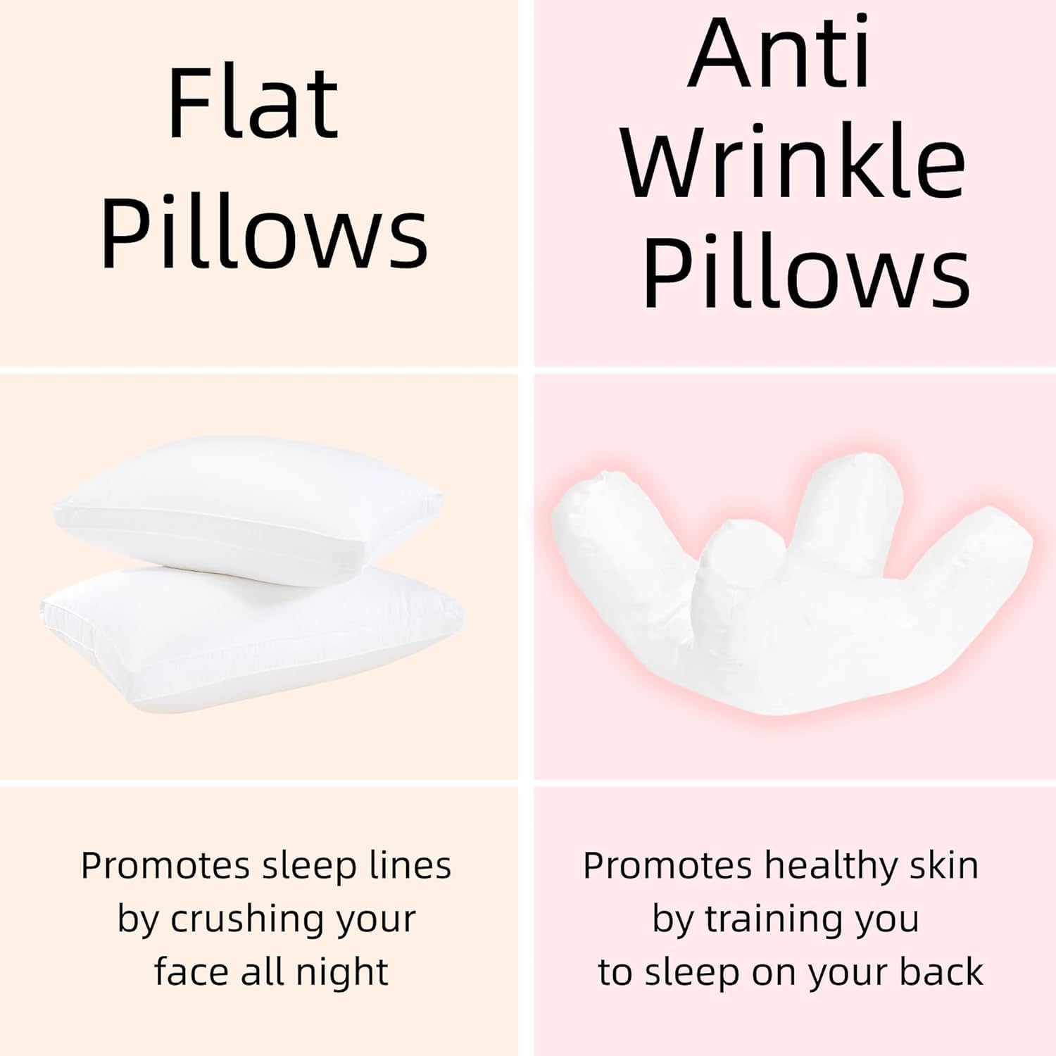 Anti Wrinkle Pillow Side Sleeper Anti Aging Lemniva Beauty Pillow Satin Removable Pillowcase (Pink)