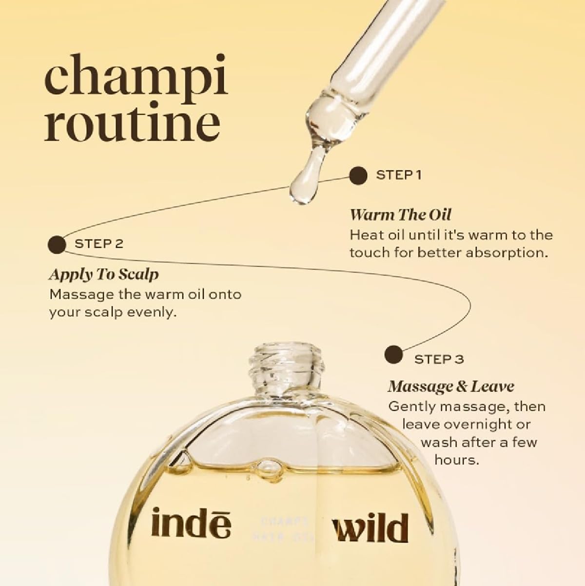 i'nde w'ild Champi Hair Oil (50 ml) with Brahmi, Amla, and Bhringraj | Ayurvedic Hair Growth Oil for Dandruff, Hairfall, & Thicker, Fuller Hair | 16+ Ayurvedic Actives | Calming Fragrance