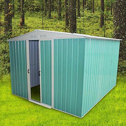 Metal Garden Storage Shed Metal Flat Roof Shed Door at 8FT side (8x6')