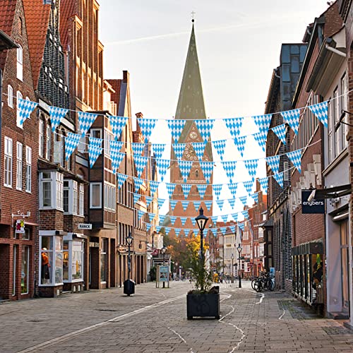 Image of Ahfulife 157.2 Ft Oktoberfest Bavarian Flag Banner for Oktoberfest Decorations, 4 Pcs Oktoberfest Pennant Banner with 120 Pcs Flags for German Oktoberfest Themed Party Decoration (7.8 inchx11.8 inch)