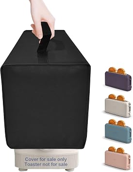 Cover for Bella 2 Slice Slim Toaster, 2-Slice Toaster Cover, Waterproof Heat-Resistant Dust-proof Toaster Cover Case Heavyweight Thickened Toaster Dust Cover with Handle Only Cover-Black